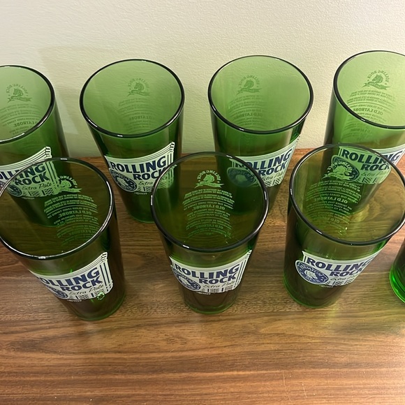 Vintage Rolling Rock Pale Premium Beer Glasses - Set of 8 - Picture 4 of 5